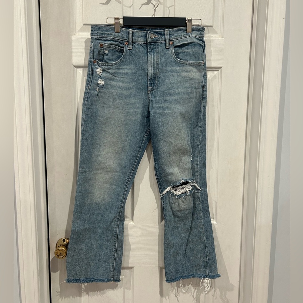 High rise ankle flare jeans